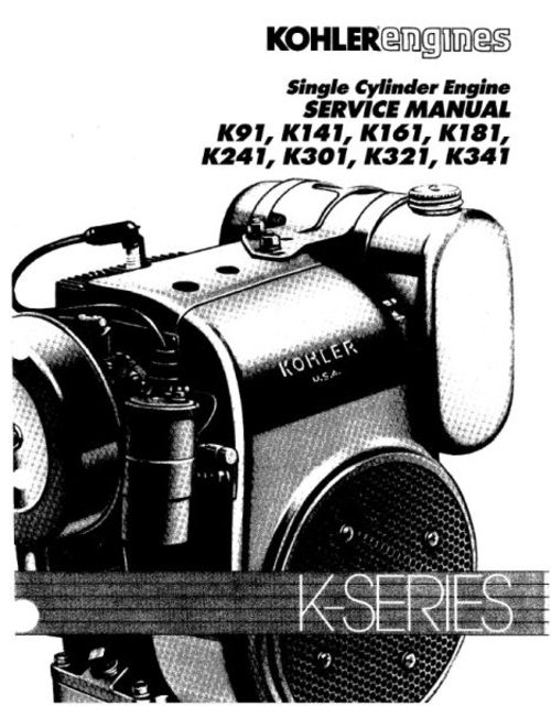 Product picture Kohler K91 K141 K161 K181 K241 K301 K321 K341 Single Cylinder Engine Workshop Service & Repair Manual